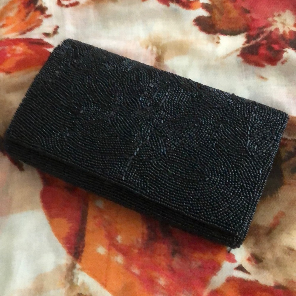 Source Unknown Black Beaded Evening Clutch